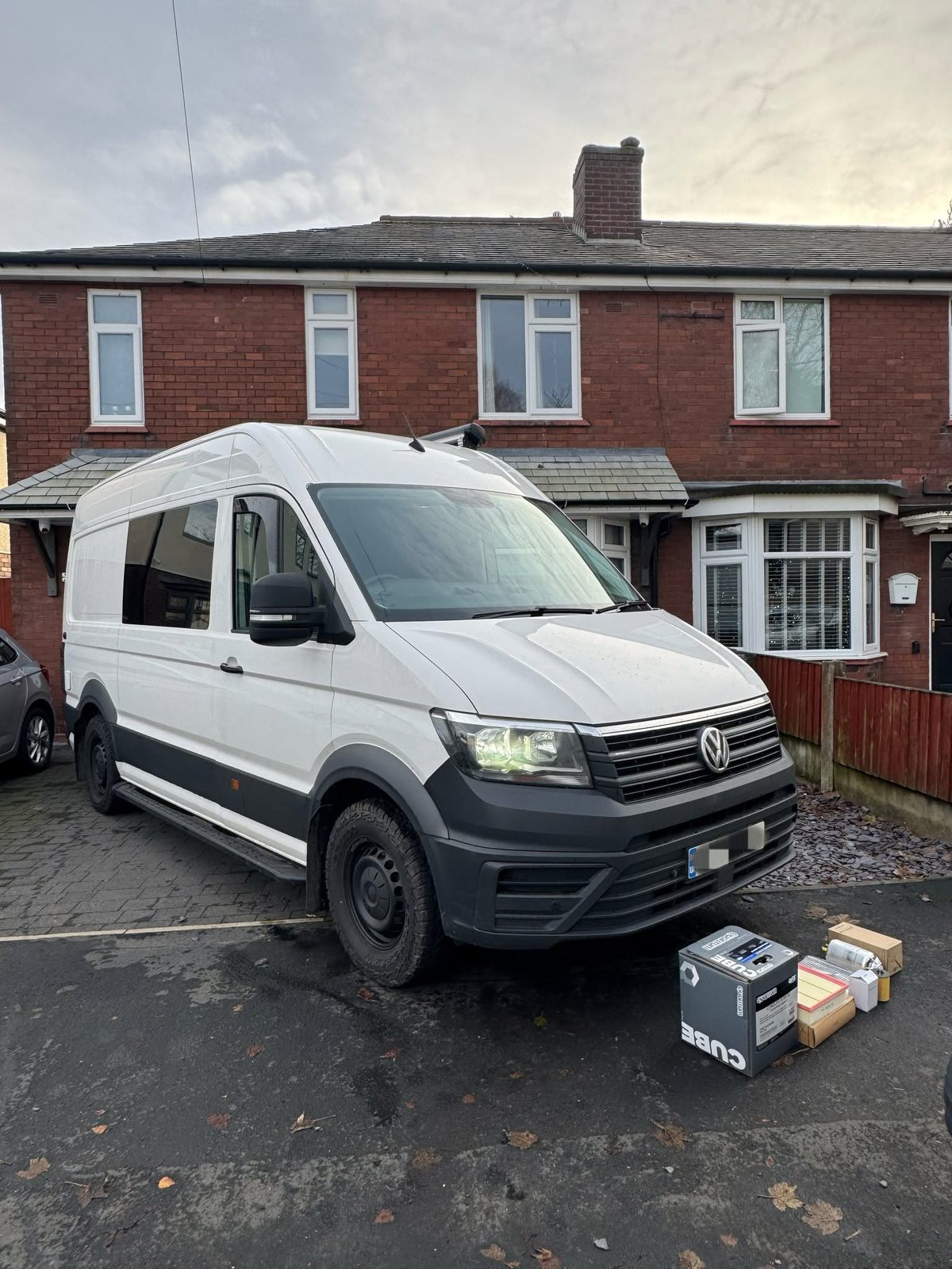 AB Automotive service van on a customer driveway in Greater Manchester